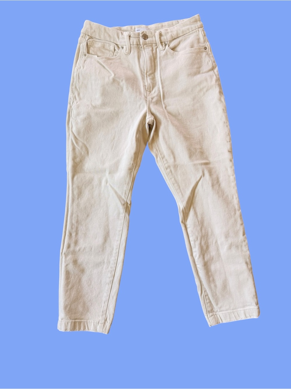 Good American Cream Ankle Crop Jeans